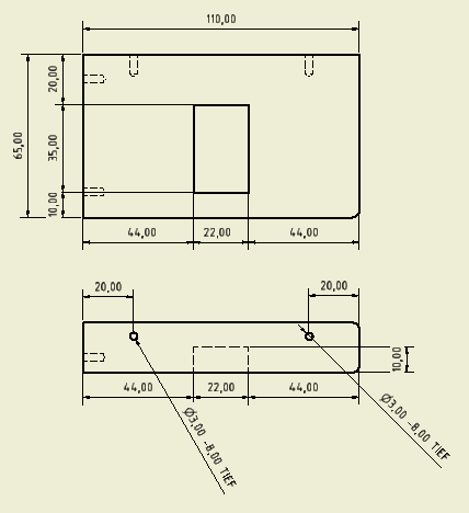 CAD Zeichnung der Zwingenaufnahme unten